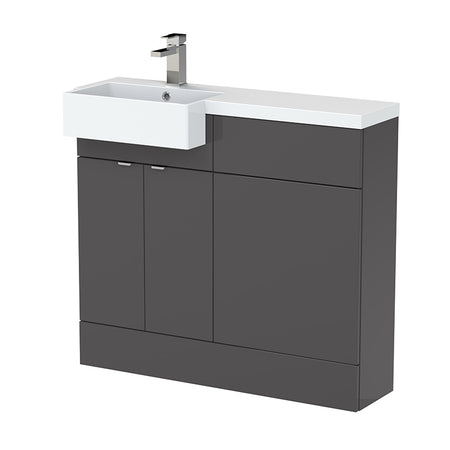 Hudson Reed Fusion Floor Standing Double Door 1000mm Vanity Unit & WC Unit with Left Hand Semi Recessed Basin Combination (1 size, 4 colours) - Brand New Bathrooms