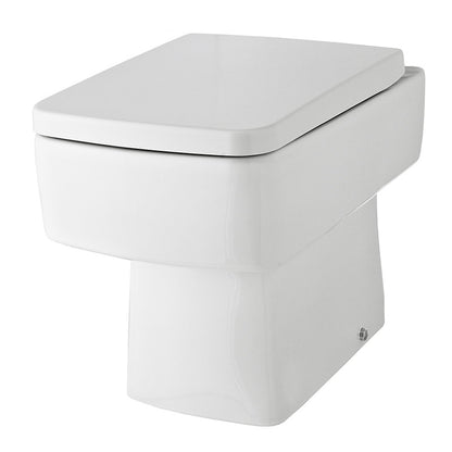 Hudson Reed Bliss Fusion Fitted Square Back to Wall Toilet Pan & Seat (White) - Brand New Bathrooms