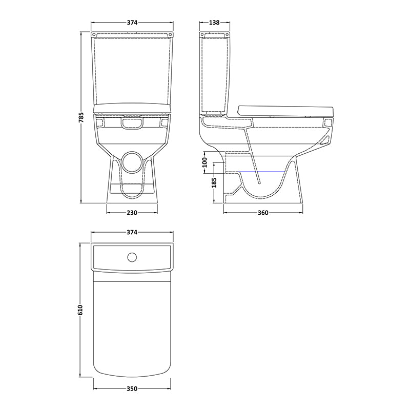 Nuie Semi Flush to Wall WC Toilet (1 size, White) - Brand New Bathrooms