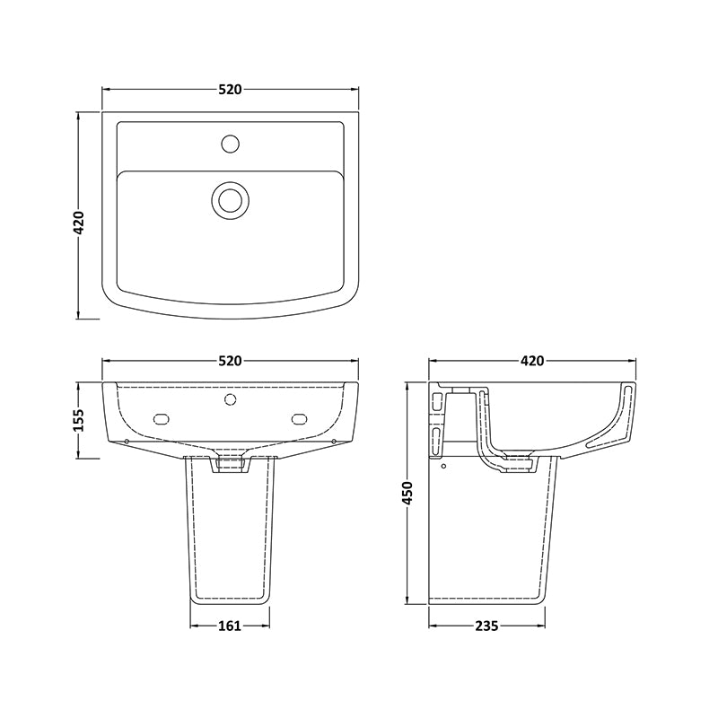 Nuie Basin with Semi Pedestal (1 size, White) - Brand New Bathrooms