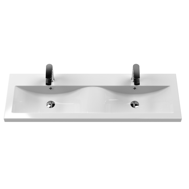 Nuie Athena 1200mm Wall Hung 4 Drawer Vanity With Twin Basin (1 size, Charcoal Black) - Brand New Bathrooms