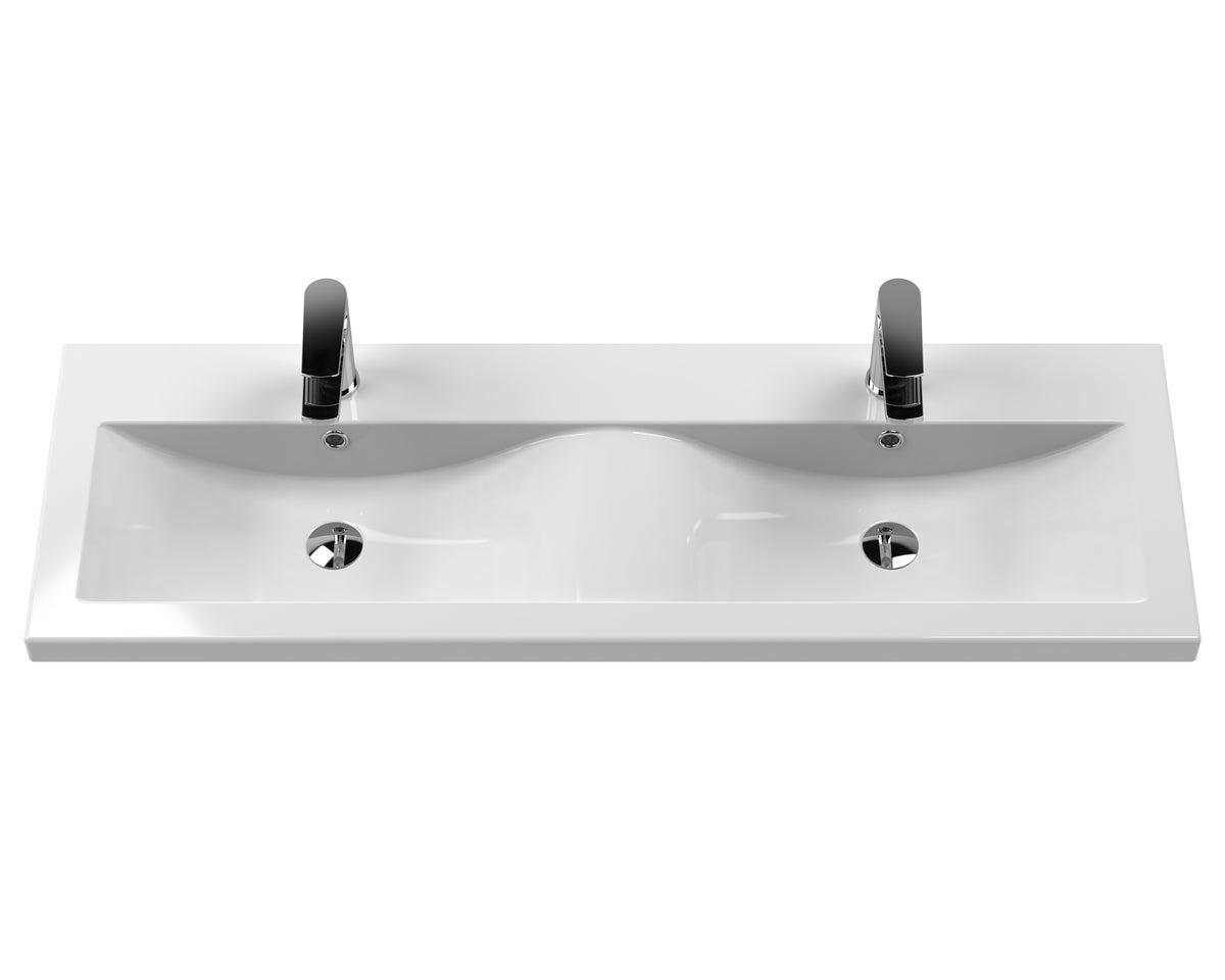 Hudson Reed Urban Wall Hung Four Drawer 1200mm Vanity & Double Polymarble Basin (1 size, 5 colours) - Brand New Bathrooms