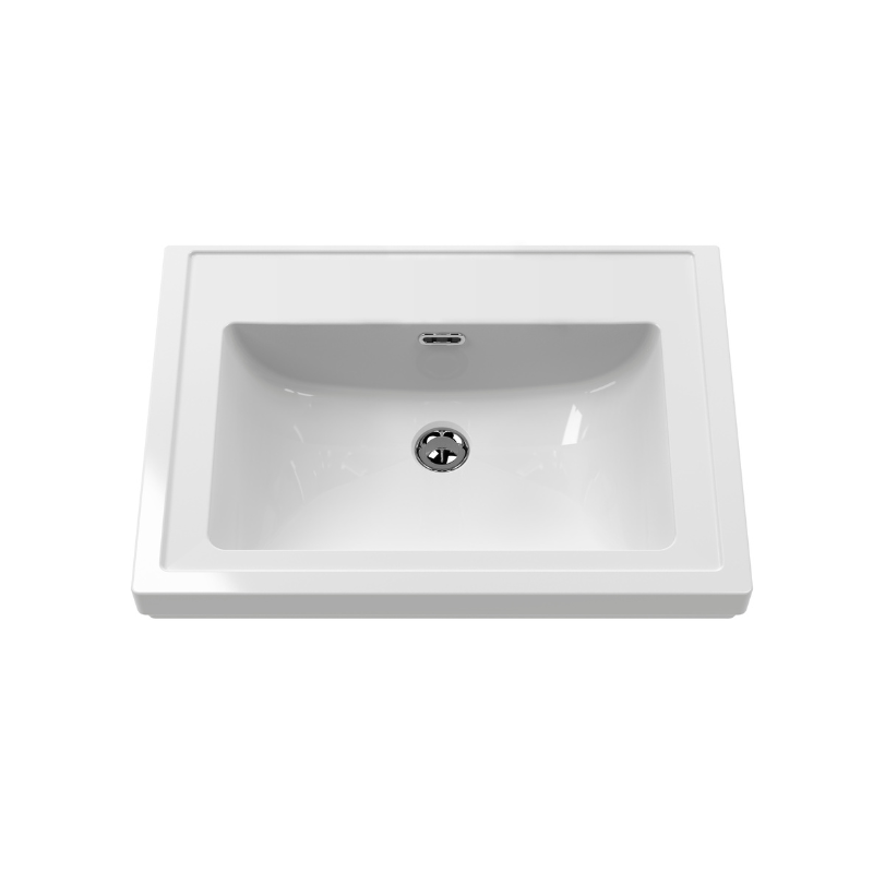 Nuie Classique 800mm Floor Standing 2 Door Unit & 0 Tap Hole Fireclay Basin (1 size, Satin White) - Brand New Bathrooms