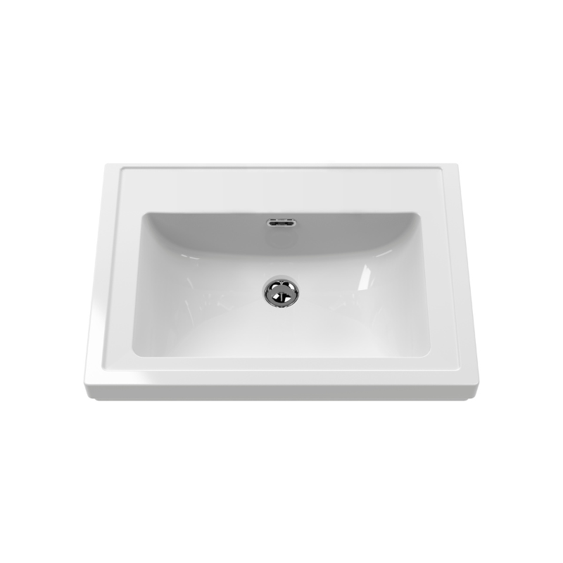 Nuie Classique 600mm Wall Hung 1 Drawer Vanity Unit with Basin (1 size, Satin White) - Brand New Bathrooms