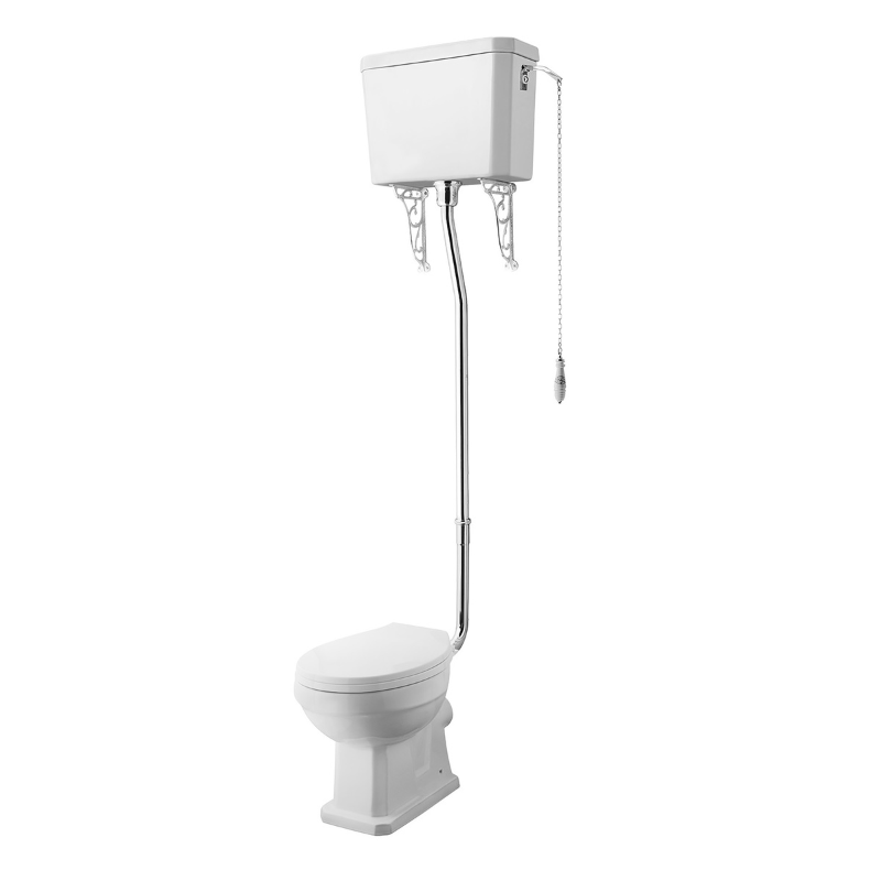 Nuie Carlton High Level Pan, Cistern & Flush Pipe Kit (White) - Brand New Bathrooms