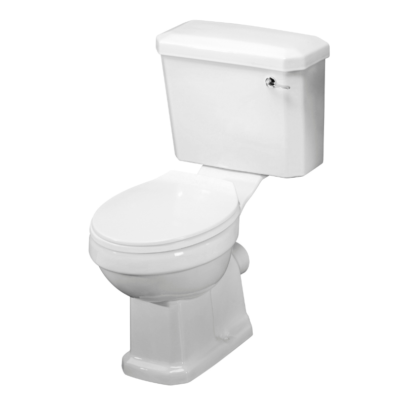 Nuie Carlton Close Coupled Pan Cistern & Toilet Seat (White) - Brand New Bathrooms