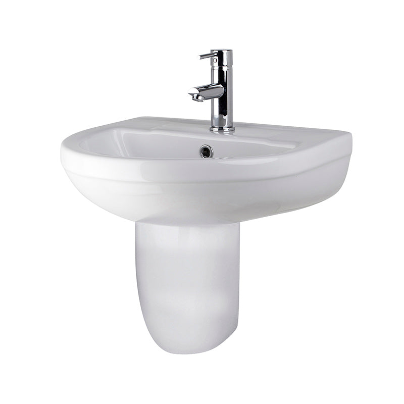 Nuie Harmony Basin with Semi-Pedestal (1 size, White) - Brand New Bathrooms