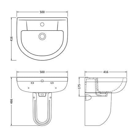 Nuie Harmony Basin with Semi-Pedestal (1 size, White) - Brand New Bathrooms