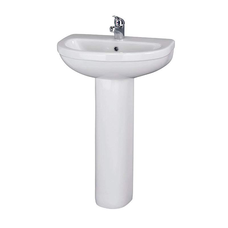 Nuie Ivo 1 Tap Hole Basin & Pedestal (1 size, White) - Brand New Bathrooms