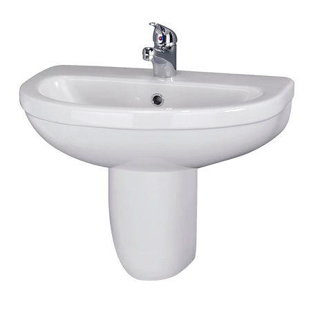 Nuie Ivo Basin & Semi Pedestal (2 styles, 1 size, White) - Brand New Bathrooms