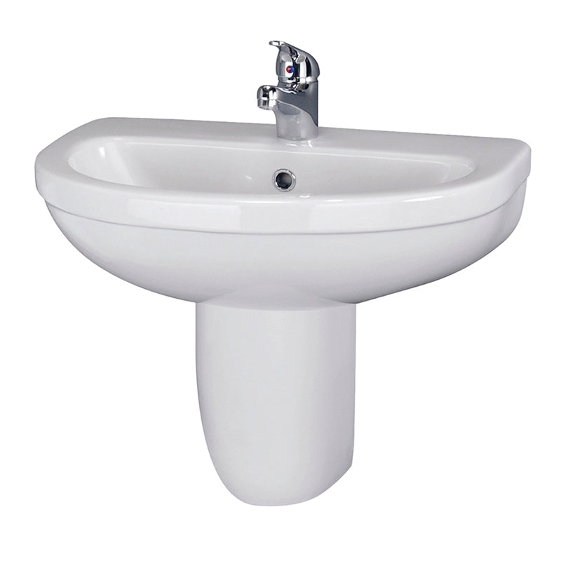 Nuie Ivo Basin & Semi Pedestal (2 styles, 1 size, White) - Brand New Bathrooms