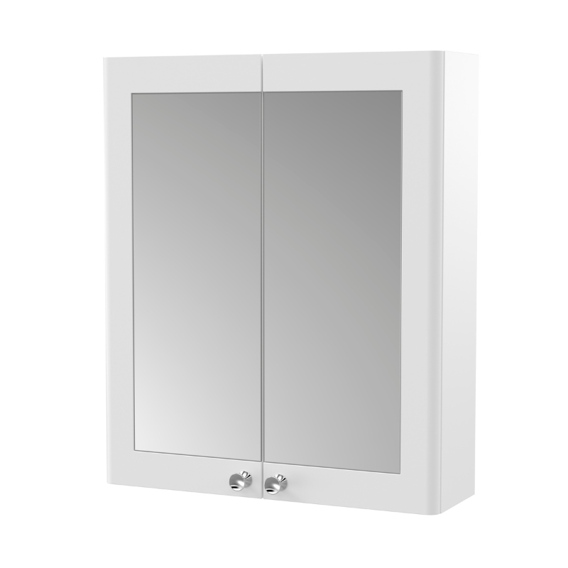 Nuie 600mm Classique Wall Hung 2 Door Mirror Cabinet (1 size, 4 colours) - Brand New Bathrooms