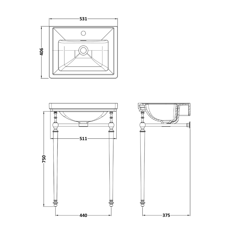 Nuie Basin With Traditional Stand (1 size, 3 types, White) - Brand New Bathrooms