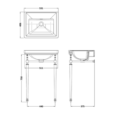 Nuie Basin With Traditional Stand (1 size, 3 types, White) - Brand New Bathrooms