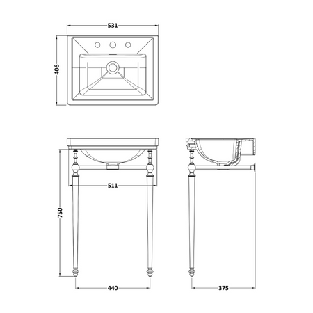 Nuie Basin With Traditional Stand (1 size, 3 types, White) - Brand New Bathrooms