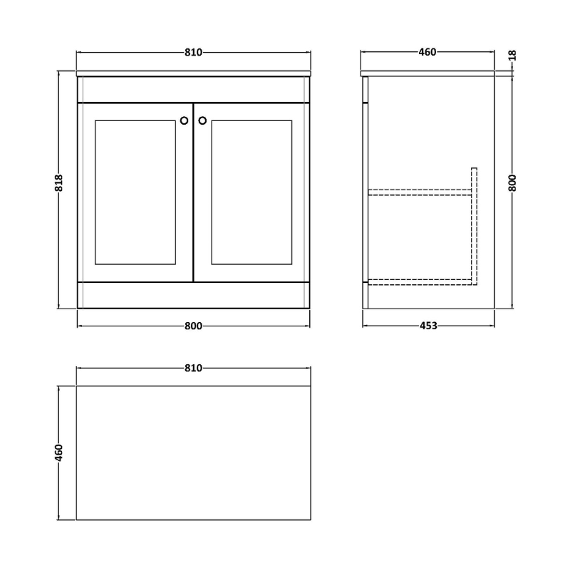 Nuie Classique 800mm Floor Standing 2-Door Vanity with Marble Top (1 size, Satin White) - Brand New Bathrooms