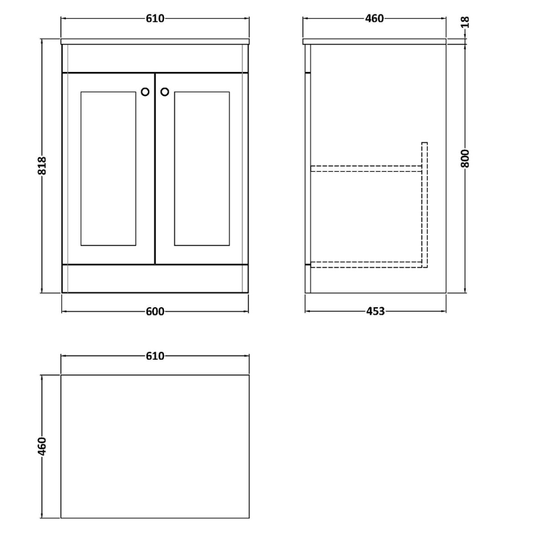 Nuie Classique 600mm Floor Standing 2-Door Vanity with Marble Top (1 size, Satin White) - Brand New Bathrooms