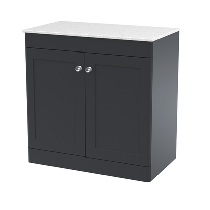 Nuie Classique 800mm Floor Standing 2-Door Vanity with Marble Top (1 size, Soft Black) - Brand New Bathrooms