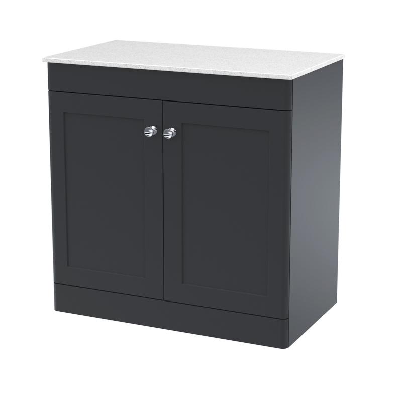 Nuie Classique 800mm Floor Standing 2-Door Vanity with Marble Top (1 size, Soft Black) - Brand New Bathrooms