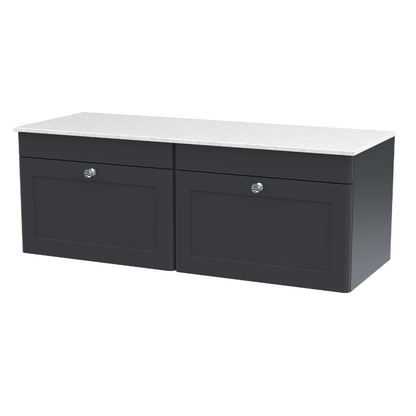 Nuie Classique 1200mm Wall Hung 2-Drawer Vanity with Marble Top (1 size, Soft Black) - Brand New Bathrooms