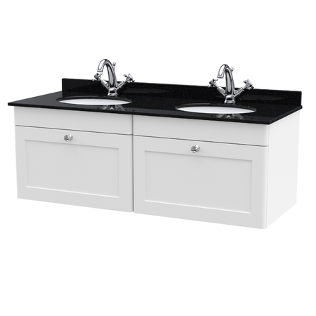 Nuie Classique 1200mm Wall Hung 2 Drawer Vanity & Marble Top (1 size, Satin White) - Brand New Bathrooms