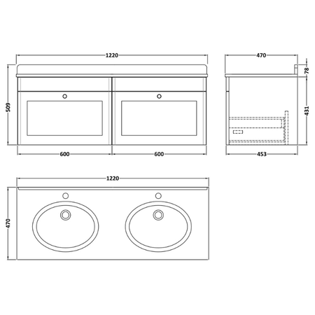 Nuie Classique 1200mm Wall Hung 2 Drawer Vanity & Marble Top (1 size, Satin White) - Brand New Bathrooms