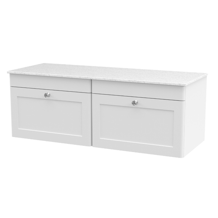 Nuie Classique 1200mm Wall Hung 2-Drawer Vanity with Marble Top (1 size, Satin White) - Brand New Bathrooms