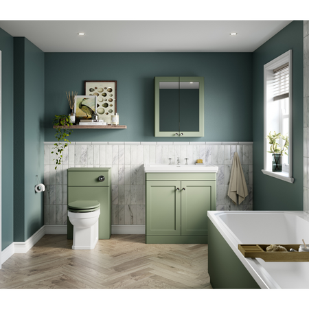 Nuie 600mm Classique Wall Hung 2 Door Mirror Cabinet (1 size, 4 colours) - Brand New Bathrooms