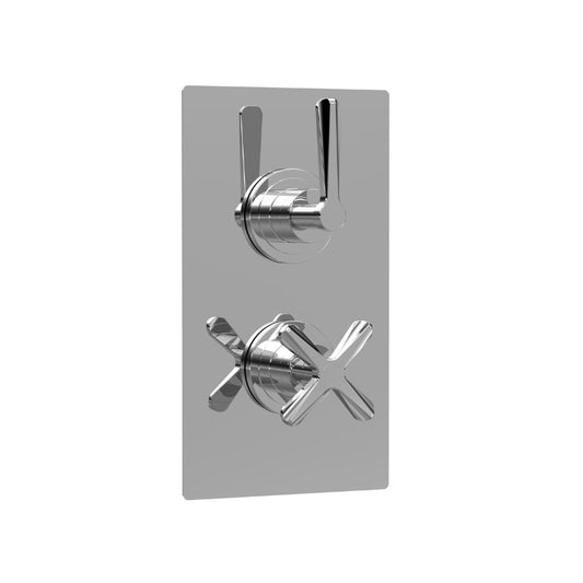 Nuie Aztec Twin Thermostatic Concealed Shower Valve with Diverter - 2 Outlet (1 size, Chrome) - Brand New Bathrooms