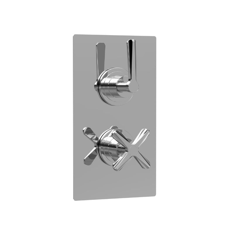 Nuie Aztec Twin Thermostatic Concealed Shower Valve with Diverter - 2 Outlet (1 size, Chrome) - Brand New Bathrooms