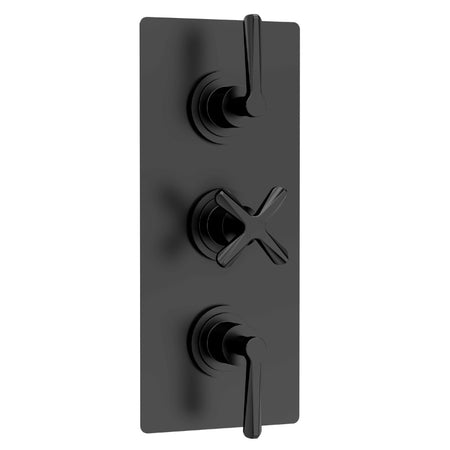 Nuie Aztec Triple Thermostatic Concealed Shower Valve with Diverter - 3 Outlet (1 size, Matt Black) - Brand New Bathrooms