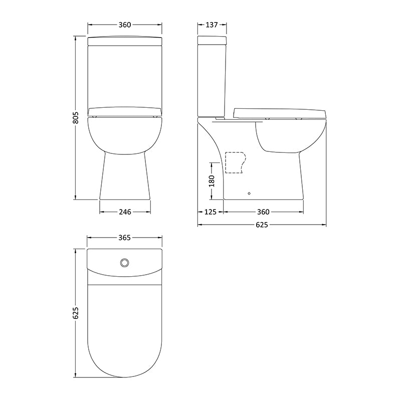Nuie Lawton Compact Toilet Pan & Cistern (1 size, White) - Brand New Bathrooms