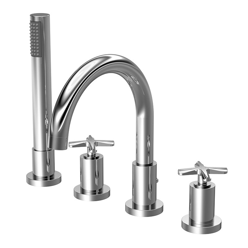 Nuie Aztec Deck Mount 4 Tap Hole Bath & Mixer with Kit (Chrome) - Brandnew Bathroom