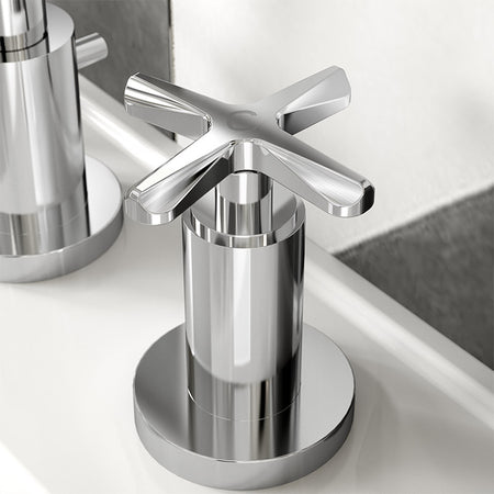Nuie Aztec Deck Mount 3 Tap Hole Basin Mixer (Chrome) - Brandnew Bathroom