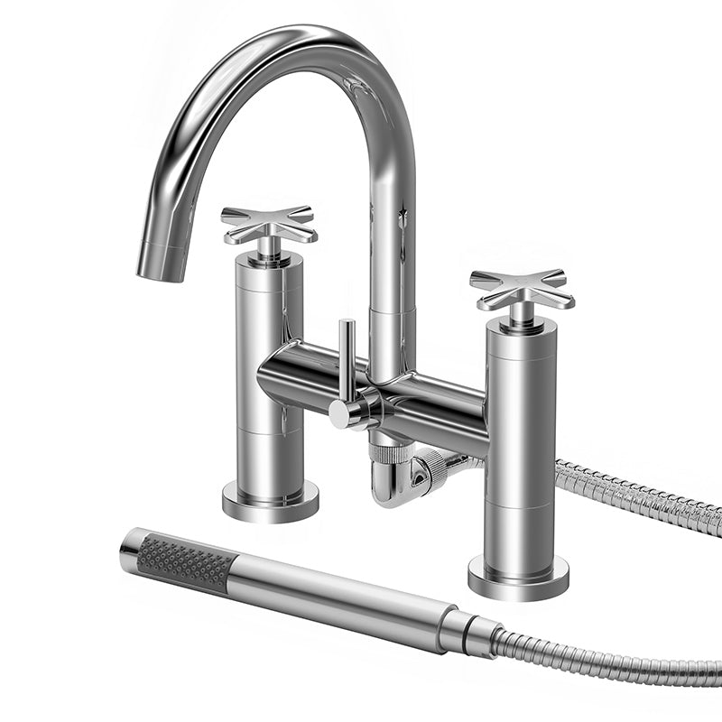 Nuie Aztec Deck Mount Bath & Shower Mixer with Kit (Chrome) - Brandnew Bathroom