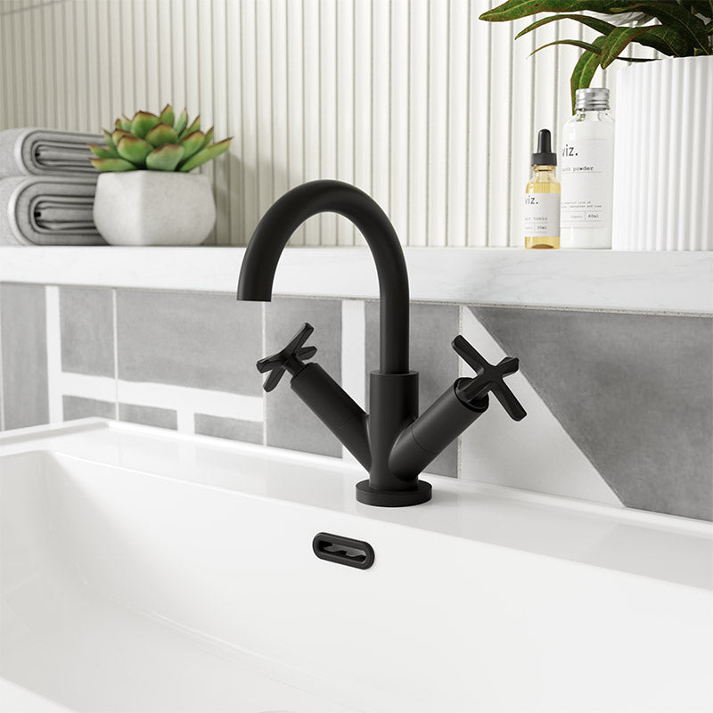 Nuie Aztec Deck Mount Mono Basin Mixer Tap with Push Button Waste (3 colours) - Brandnew Bathroom
