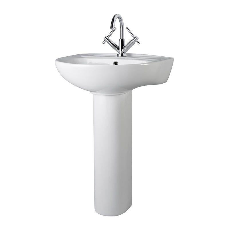 Nuie Melbourne 1 Tap Hole Basin & Pedestal (1 size, White) - Brand New Bathrooms