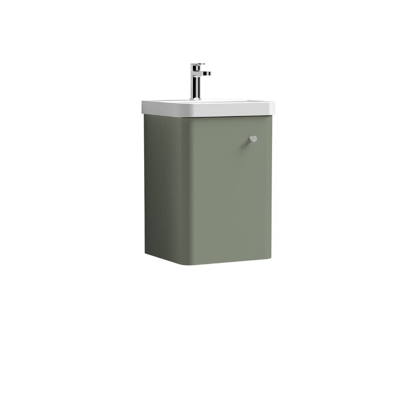 Nuie Core Wall Hung 1 Door Vanity Basin Unit & Ceramic Basin (1 size, 3 colours) - Brand New Bathrooms