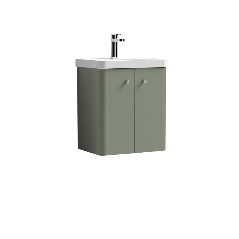 Nuie Core Wall Hung 2 Door Vanity Basin Unit & Ceramic Basin (3 sizes, 3 Colours) - Brand New Bathrooms