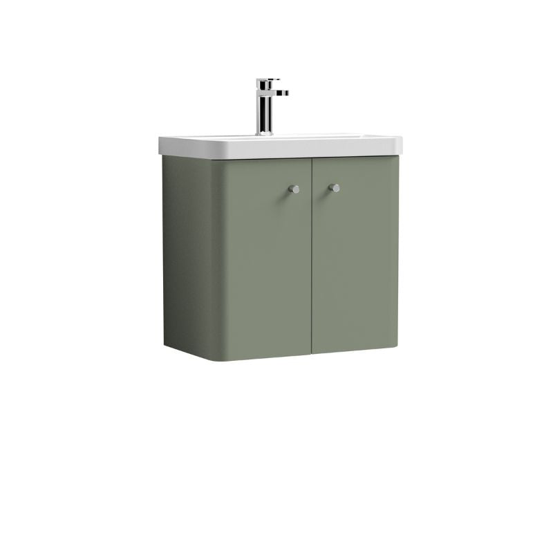 Nuie Core Wall Hung 2 Door Vanity Basin Unit & Ceramic Basin (3 sizes, 3 Colours) - Brand New Bathrooms