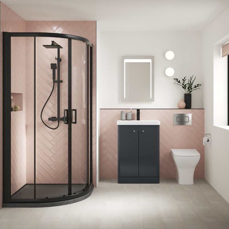 Nuie Core Floor Standing 2 Door Vanity Basin Unit & Ceramic Basin (3 sizes, 3 Colours) - Brand New Bathrooms