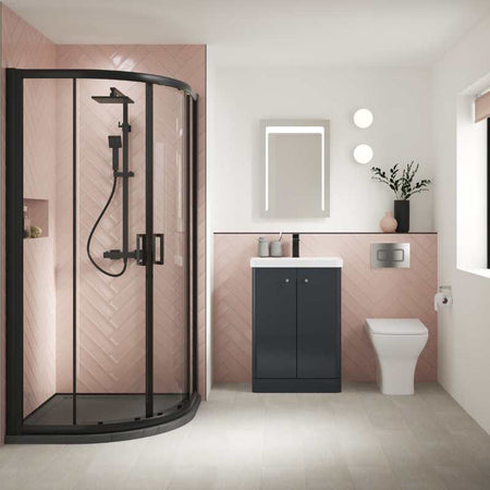 Nuie Core Floor Standing 2 Door Vanity Basin Unit & Ceramic Basin (3 sizes, 3 Colours) - Brand New Bathrooms