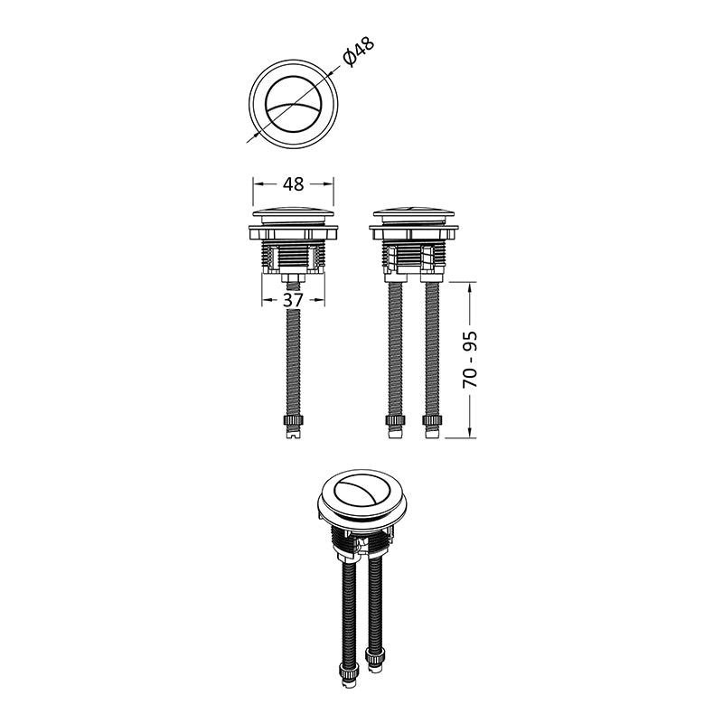 Nuie Matt Cistern Push Button (1 size, 2 colours) - Brand New Bathrooms