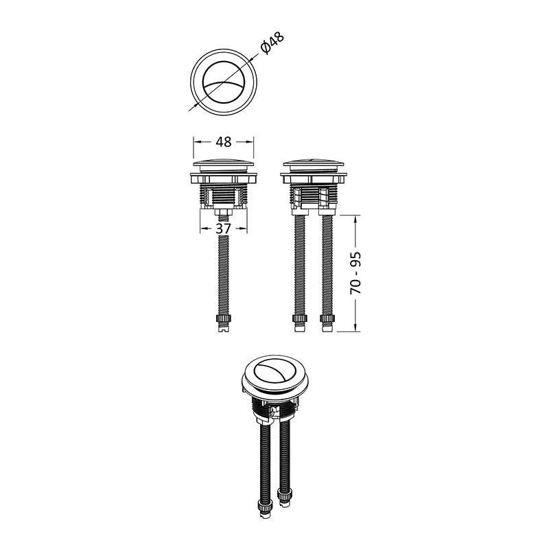 Nuie Matt Cistern Push Button (1 size, 2 colours) - Brand New Bathrooms