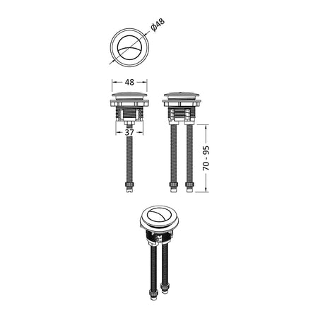 Nuie Matt Cistern Push Button (1 size, 2 colours) - Brand New Bathrooms