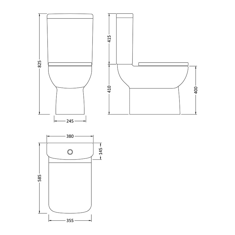 Nuie Ambrose Compact Semi Flush to Wall WC Toilet Pan & Cistern (1 size, White) - Brand New Bathrooms