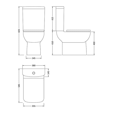 Nuie Ambrose Compact Semi Flush to Wall WC Toilet Pan & Cistern (1 size, White) - Brand New Bathrooms