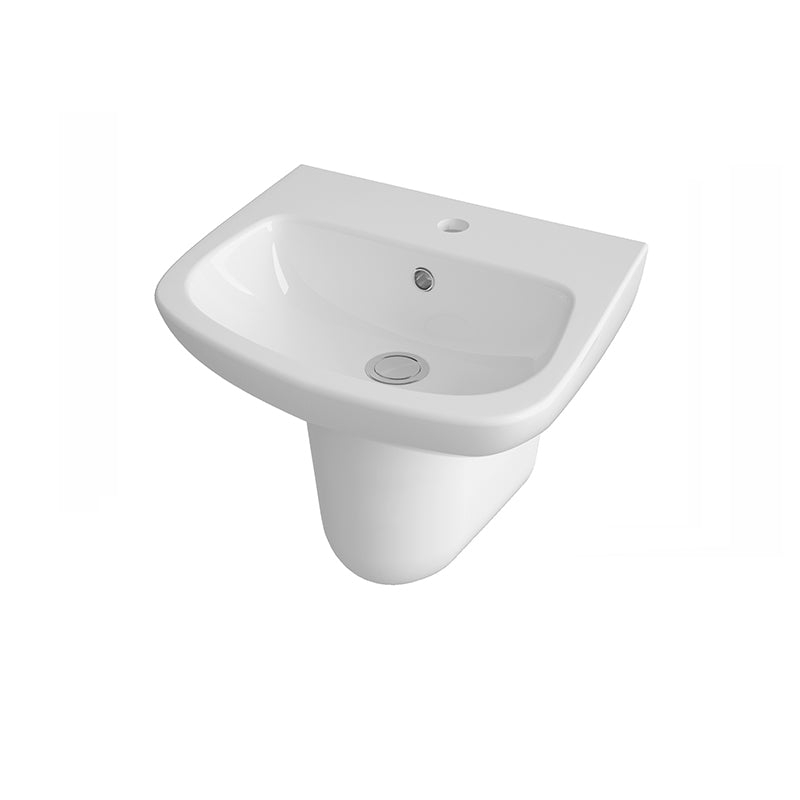 Nuie Ambrose Basin & Semi Pedestal (2 sizes, White) - Brand New Bathrooms