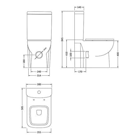 Hudson Reed Arlo Compact Flush to Wall Pan, Cistern & Seat (White) - Brandnew Bathroom