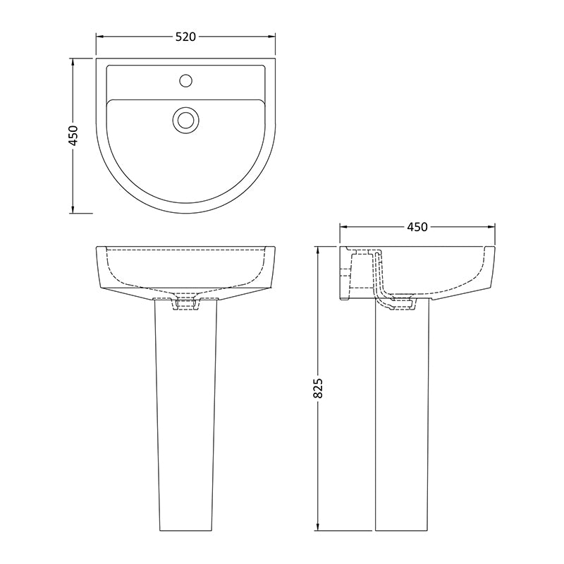 Nuie Provost Basin & Pedestal (2 sizes, White) - Brand New Bathrooms